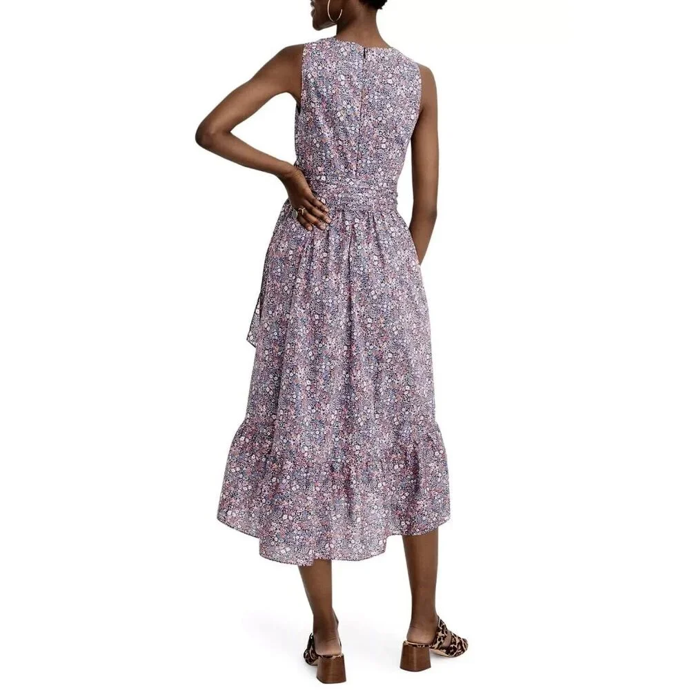 NWT J.Crew Liberty Kayoko in Deep Blue Floral Sleeveless Faux Wrap Dress 4